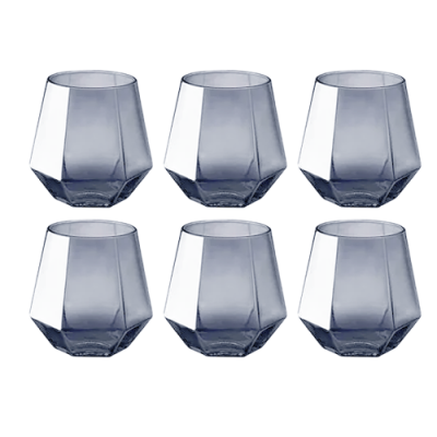 Bộ cốc thủy tinh Hongli lục giác xanh ánh