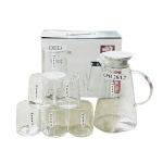 Bộ bình cốc thủy tinh  Trung Quốc - Bình+ 6 cốc không quai Deli