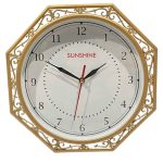 Đồng hồ treo tường đa giác 32cm nhũ vàng HDS14 – số in
