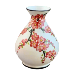 Lọ hoa Bát Tràng quà tặng in logo dáng béo men xước 21cm KQ-LH22