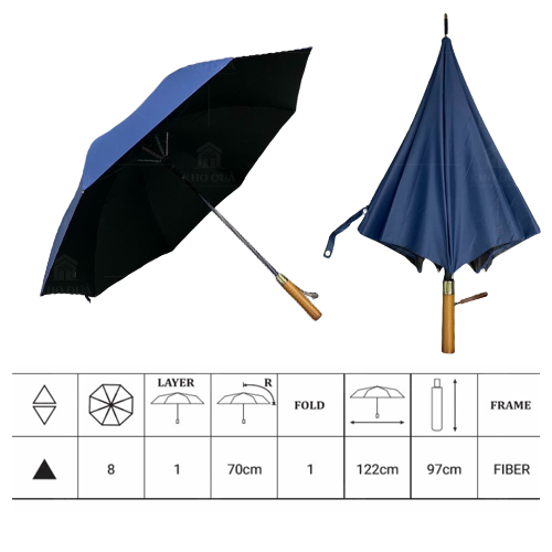 Ô cán thẳng R70cm tay gỗ – 1F108R70TG0 Ô cán thẳng R70cm tay gỗ – 1F108R70TG0