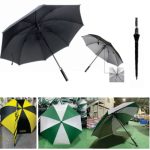 Ô dù quà tặng in logo cán thẳng vải pongee tráng keo đen R70cm KQ-OD01