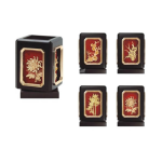 Ống bút tứ cảnh dát vàng  12x7.5cm