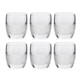 Bộ cốc thủy tinh Trung Quốc 7001 - Đáy khía màu trắng 300ml