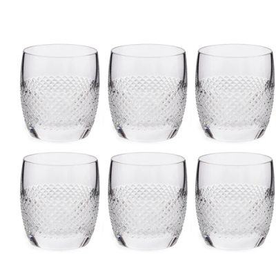 Bộ cốc thủy tinh Trung Quốc 7001 - Đáy khía màu trắng 300ml