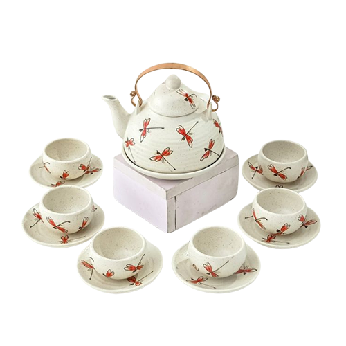 Bộ Trà Vẽ Tay – Giỏ cua quai đồng 340ml Bộ trà vẽ tay giỏ cua quai đồng 340ml