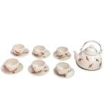 Bộ trà vẽ tay giỏ cua quai nhôm 340ml