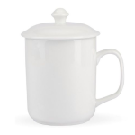 Cốc sứ trắng Bát Tràng - Cốc quai vuông có nắp