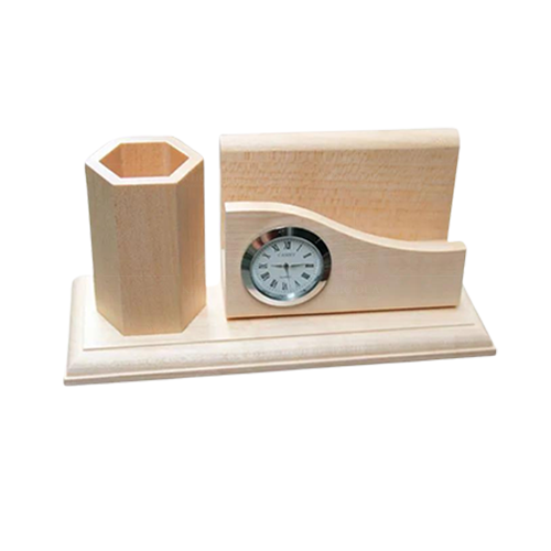 Đồng hồ gỗ kèm ống bút