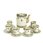 Bộ ấm tích pha chè sứ Bát Tràng quà tặng in logo họa tiết hoa rơi 1.5L KQ-TNAC17