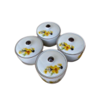 Bộ 4 hũ mứt tròn vẽ hoa – kèm khay gỗ