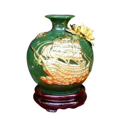 Bình hút lộc quà tặng in logo dát vàng thuận buồm xuôi gió 18cm KQ-BHL11