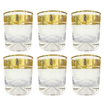 Bộ cốc thủy tinh Ocean 7808 viền vàng