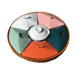 Khay mứt 5 cánh cát tường men màu – khay mây