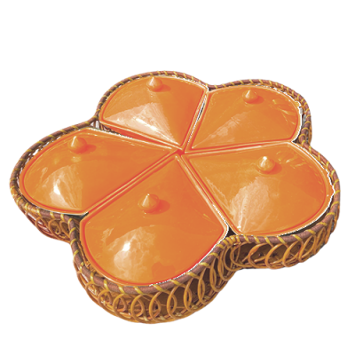 Khay mứt 5 cánh hoa khế men màu – khay mây