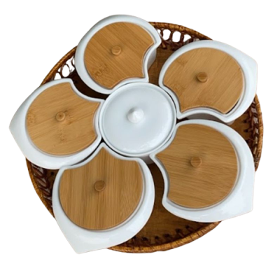 Khay mứt 5 cánh hoa mai – khay mây