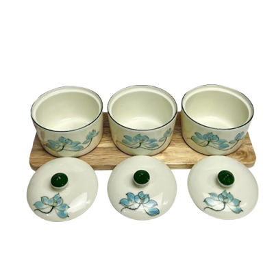 Bộ khay mứt tròn bé 3 – kèm khay gỗ