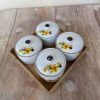 Bộ 4 hũ mứt tròn vẽ hoa – kèm khay gỗ