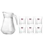 Bộ bình cốc thủy tinh - Bình eo + bộ 6 cốc thủy tinh 5 cạnh deli