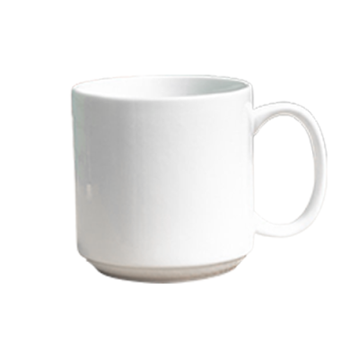 Cốc sứ trắng Bát Tràng quà tặng in logo dáng trụ lùn quai C 350ml KQ-CST05