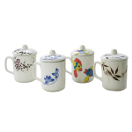 Cốc sứ vẽ tay Bát Tràng - Cốc quai vuông vẽ tay – Có nắp