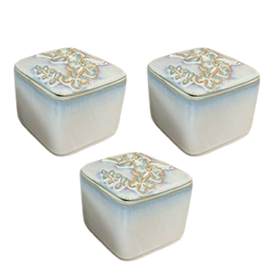 Bộ 3 hũ mứt vuông – nắp đắp hoa