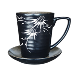 Cốc sứ cafe kèm đĩa Bát Tràng - Nâu Gốm 320ml