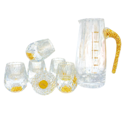 Bộ bình cốc thủy tinh Trung Quốc đúc vàng