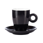 Cốc sứ kèm đĩa kê Bát Tràng -  cốc Latte quai tròn – men màu – 330ml