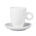 Cốc sứ cafe kèm đĩa Bát Tràng - cốc Latte quai tròn – men trắng – 330ml