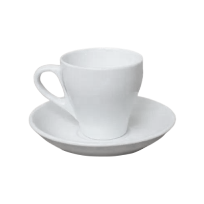 Cốc sứ cafe kèm đĩa Bát Trang -  Latte – men trắng – 300ml