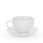 Cốc sứ cafe kèm đĩa kê Bát Tràng - Capuchino Nhật – men trắng – 250ml