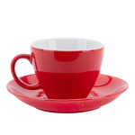 Cốc sứ cafe kèm đĩa kê Bát Tràng – Capuchino – men màu – 180ml