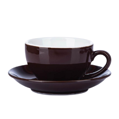 Cốc sứ cafe kèm đĩa kê Bát Tràng – Capuchino – men màu – 220ml