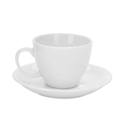 Cốc sứ cafe kèm đĩa Bát Tràng – Capuchino – men trắng – 180ml