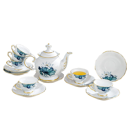 Bộ trà trắng đài cát miệng lượn 01 Bộ trà trắng đài cát miệng lượn 01