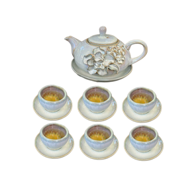 Bộ trà đắp hoa