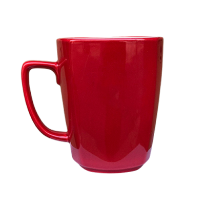 Cốc sứ màu bóng Bát Tràng quà tặng in logo thương hiệu Minh Long dáng vuông quai vuông 330ml KQ-CSM10