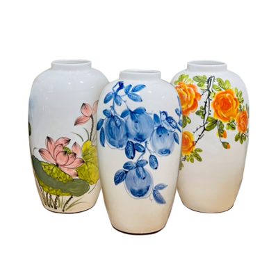 Lọ-hoa-vẽ-tay---men-trắng-khử