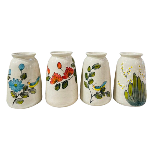 Lọ hoa vẽ tay – men mộc – H24