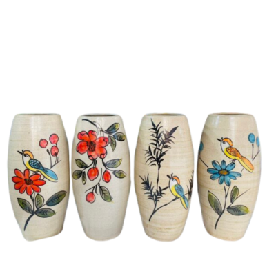 Lọ hoa vẽ tay – men mộc – H32