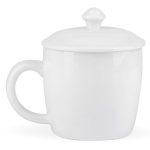 Cốc sứ trắng Bát Tràng - Bộ cốc sứ lùn + nắp