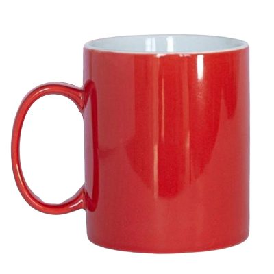 Cốc sứ màu bóng Bát Tràng quà tặng in logo dáng trụ quai C 350ml KQ-CSM05