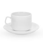 Cốc sứ cafe kèm đĩa Bát Tràng - Capuchino – men trắng – 250ml