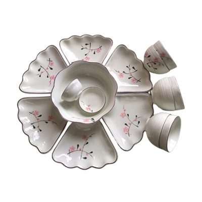 Bộ bát đĩa mặt trời 15 sản phẩm men kem