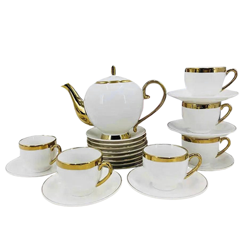 Bộ trà tròn quai vàng – Sứ TQ Bộ trà tròn quai vàng – Sứ TQ