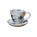 Cốc sứ cafe kèm đĩa kê Bát Tràng vẽ tay – 200ml