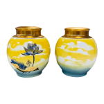 Lọ chè dáng tròn – hoa văn vàng kim – men màu vân mây – 200g