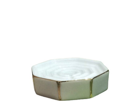 Khay xà phòng bát giác viền vàng