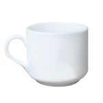 Cốc sứ trắng Bát Tràng quà tặng in logo dáng trụ lùn quai bán tim 350ml KQ-CST03